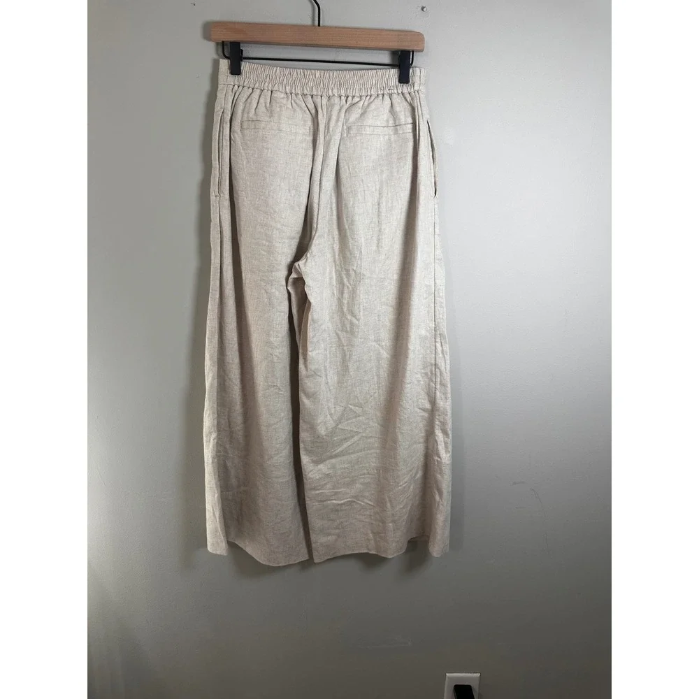 Banana Republic Linen‎ Blend Wide Leg Cropped Pants Flax Beige Size XS 25 Inseam